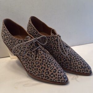 Lucky Brand leather leopard print Erreka Oxford Titanium romo Oxford shoes